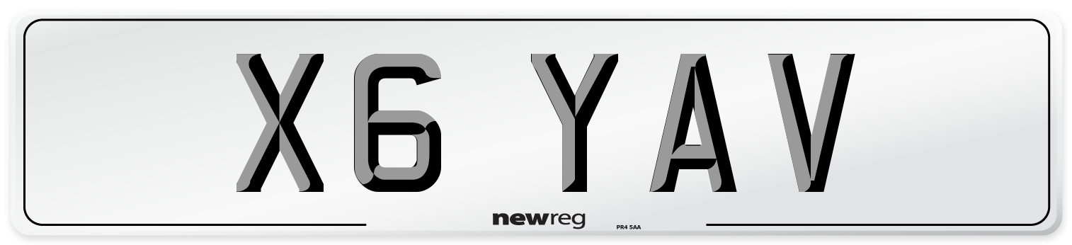 X6 YAV Number Plate from New Reg